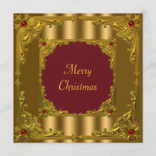 Invitation Dîner de cocktail de Noël rouge et or