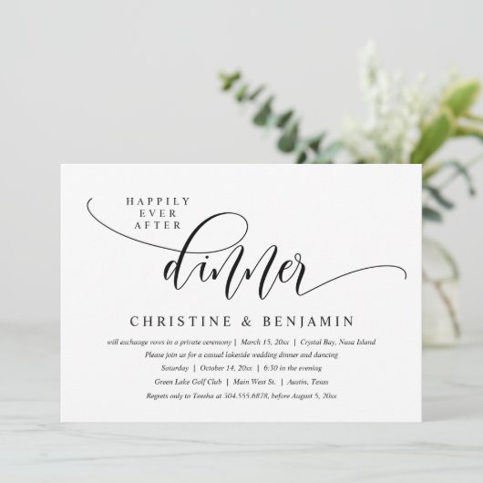 Invitation Dîner de conte de fées, Échange de vœux, Écriture  (Debout devant)