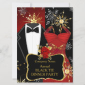 Invitation Dîner de Cravate noir de Noël d'entreprise Red Tux (Devant)