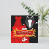 Invitation Dîner de Cravate noir de Noël Rouge Entreprise (Debout devant)