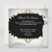 Invitation Dîner de Cravate noir d'entreprise Gold blanc (Dos)