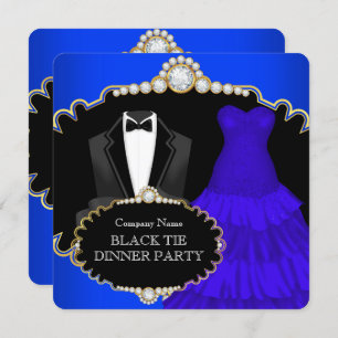 Invitation Dîner de Cravate noir d'entreprise Royal Blue