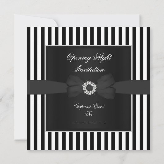 Invitation Dîner de Cravate noire Formelle Noir Blancs (Dos)