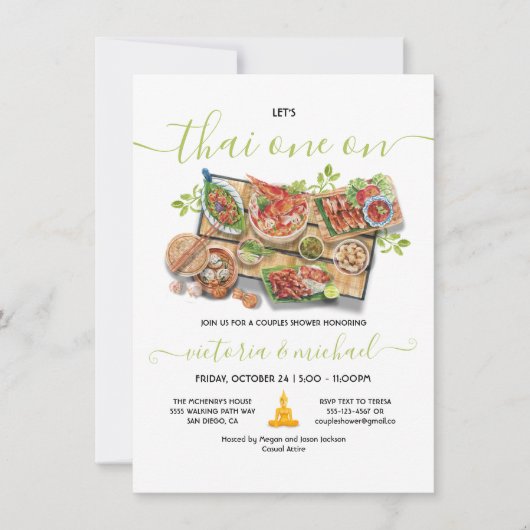 Invitation Dîner de cuisine thaïlandaise Couples Douche (Devant)