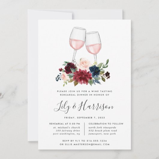 Invitation Dîner De Dégustation De Vins À Fleur Radiant (Devant)