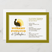 Invitation Diner de dinde de dinde vert orange de Thanksgivin (Devant / Derrière)