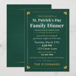 Invitation Dîner de famille de la Saint-Patrick Traditionnel 