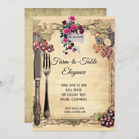 Invitation dîner de ferme à table (Devant / Derrière)