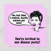 Invitation Dîner de fête amusant (Devant / Derrière)