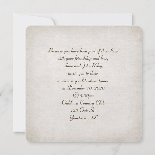 Invitation dîner de fête d'anniversaire de mariage de Noël (Dos)