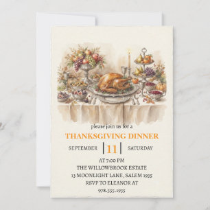 Invitation dîner de fête d'automne vacances de thanksgiving