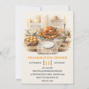 Invitation dîner de fête d'automne vacances de thanksgiving
