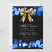 Invitation Dîner de fête de Noël Xmas Bow Gold Navy (Devant)