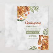 Invitation Dîner de fête de Thanksgiving à la dinde Grise Mar (Devant / Derrière)