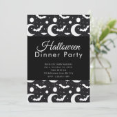 Invitation Dîner de fête d'Halloween avec lunes croissantes c (Debout devant)