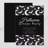 Invitation Dîner de fête d'Halloween avec lunes croissantes c (Devant / Derrière)