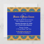 Invitation Dîner de fête oriental épicé orange bleu royal or (Dos)