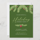Invitation Dîner de fête vert sapin rouge (Devant)