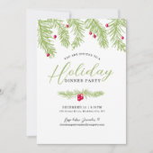 Invitation Dîner de fête vert sapin rouge (Devant)