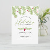 Invitation Dîner de fête vert sapin rouge (Debout devant)