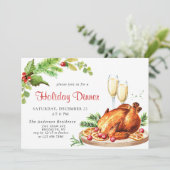 Invitation Dîner de fêtes de Noël aux baies de houx (Debout devant)