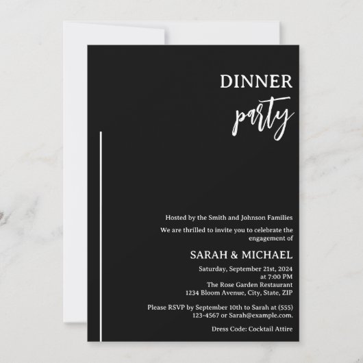 Invitation Dîner de Fiançailles Élégant (Devant)