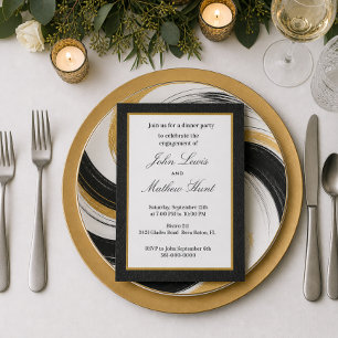 Invitation Dîner de fiançailles en cuir noir faux