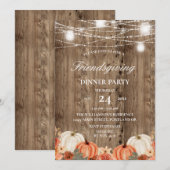 Invitation Dîner de Friendsgiving au bois rustique avec citro (Devant / Derrière)