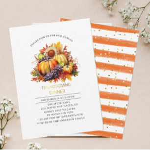 Invitation dîner de Friendsgiving automnal à la citrouille aq