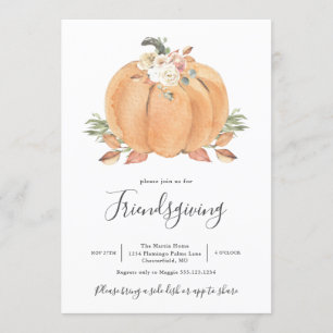 Invitation Dîner de Friendsgiving avec citrouille