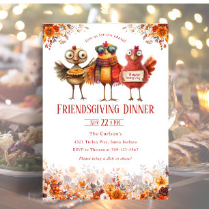 Invitation Dîner de Friendsgiving de Thanksgiving Dinde Migno