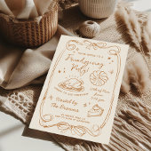 Invitation Dîner de Friendsgiving Dessin à la Main Doodle Aut