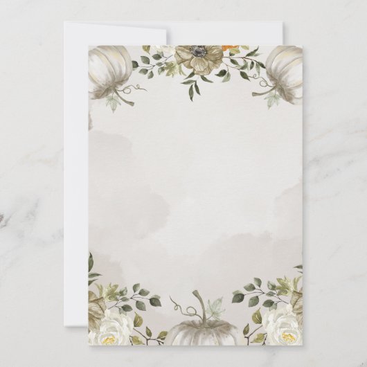 Invitation Dîner de Friendsgiving floral blanc et beige (Dos)