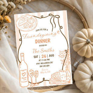 Invitation Dîner de Friendsgiving manuscrit Doodle