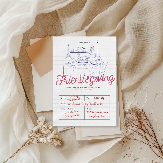 Invitation Dîner de Friendsgiving minimaliste moderne