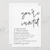 Invitation Dîner de Fuite de Mariage, Écriture Moderne Casual (Devant / Derrière)