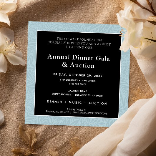 Invitation Dîner de gala bleu noir d'entreprise