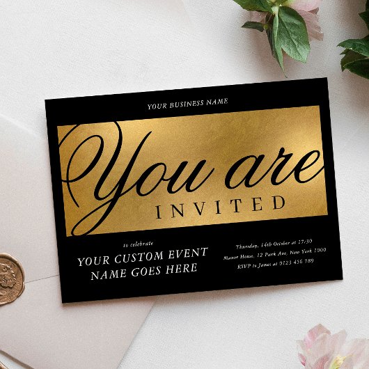 Invitation Dîner de Gala de Charité annuel Black & Gold Busin