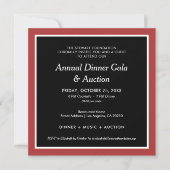 Invitation Dîner de gala rouge et noir pour entreprise élégan (Devant)
