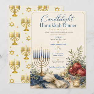 Invitation Dîner de Hanukkah à la lumière des bougies