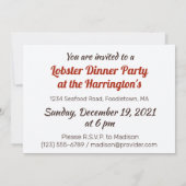 Invitation dîner de homard au texte personnalisé (Dos)
