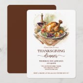 Invitation Dîner de la dinde de Thanksgiving Fête d'automne d (Devant / Derrière)