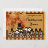 Invitation Dîner de la famille Owl Thanksgiving Turquie (Devant)