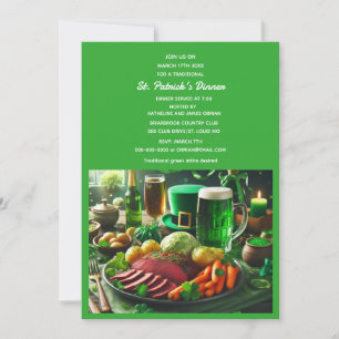 Invitation Dîner de la fête de la Saint-Patrick 