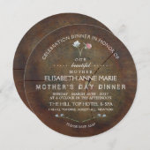 Invitation Dîner de la fête des mères de chêne fleur sauvage (Devant / Derrière)