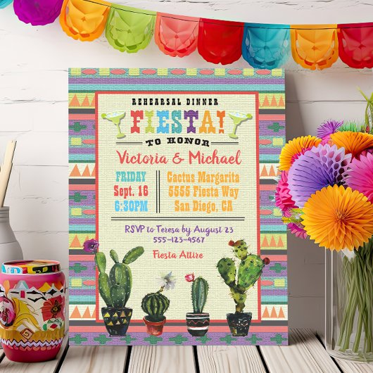 Invitation Dîner de la fête mexicaine Cactus aztec