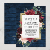 Invitation Dîner de la Marine Blue Burgundy Blush et de la Ré (Devant / Derrière)