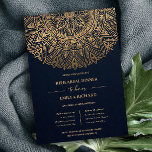 INVITATION DÎNER DE LA MARINE OR ORNATE CLASSIQUE MANDALA RÉH