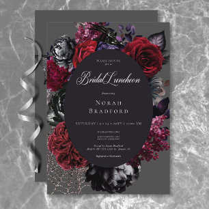 Invitation Dîner de la nuptiale noire florale d'Halloween fon