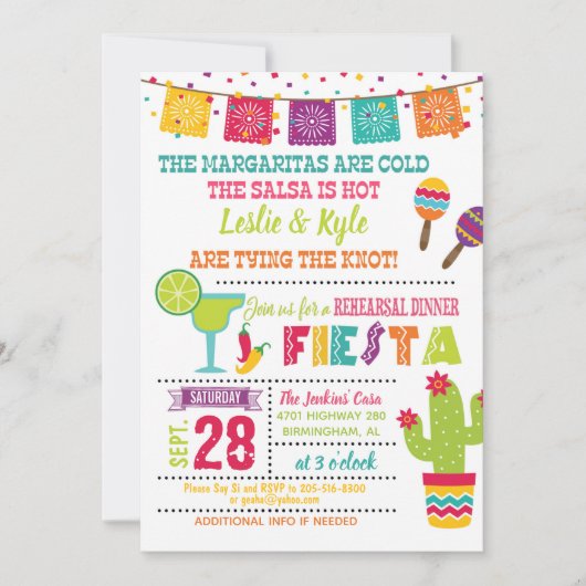 Invitation Dîner de la répétition - Blanc (Devant)